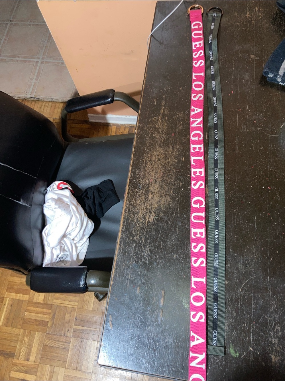 Y2K GUESS Pink and Black Logo Webbing Belt